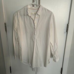 Anthropologie Quarter Button Down Shirt - White